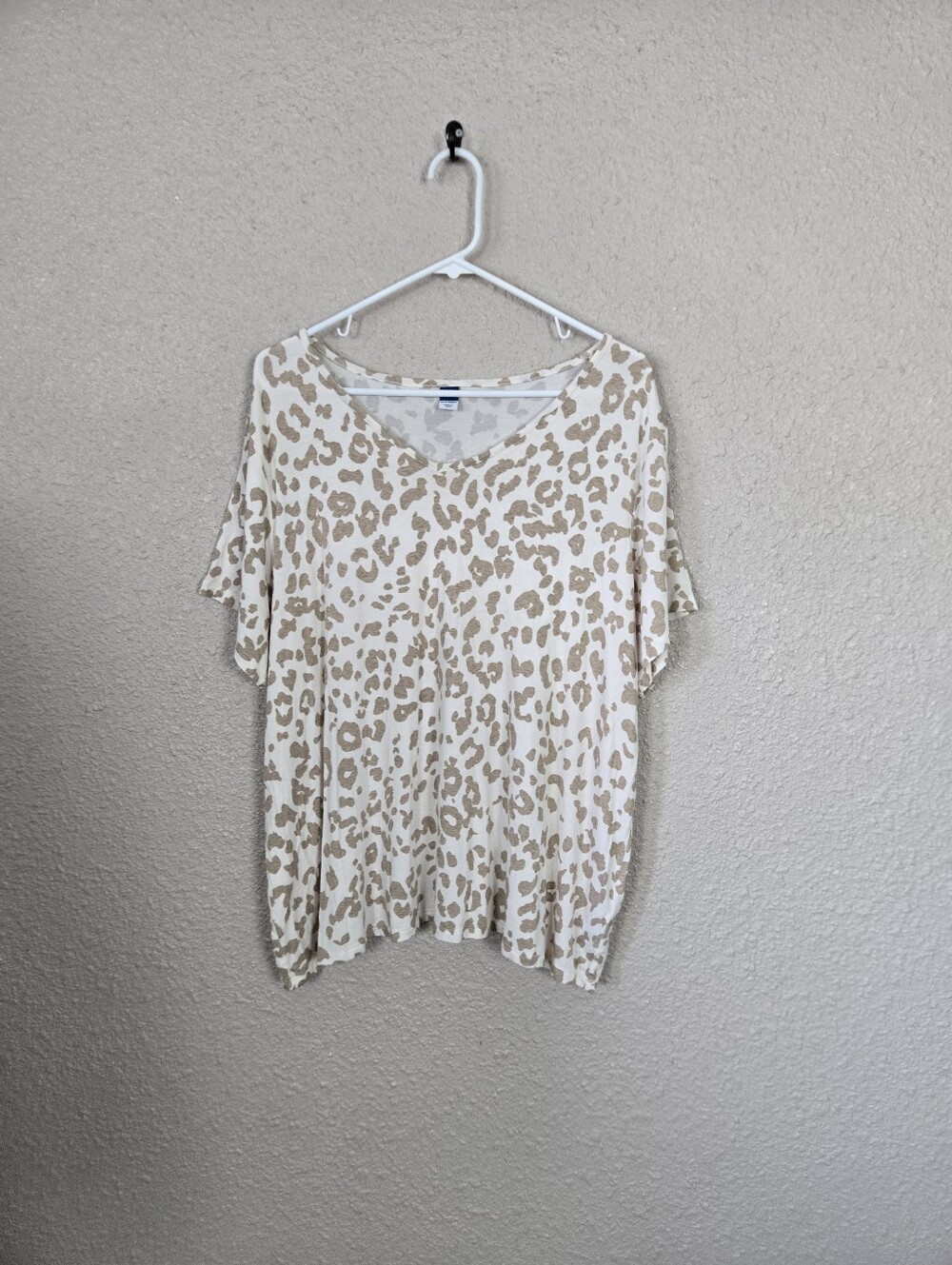 Old Navy Tan & White Short Sleeve Top Plus Size 2X New #2B244